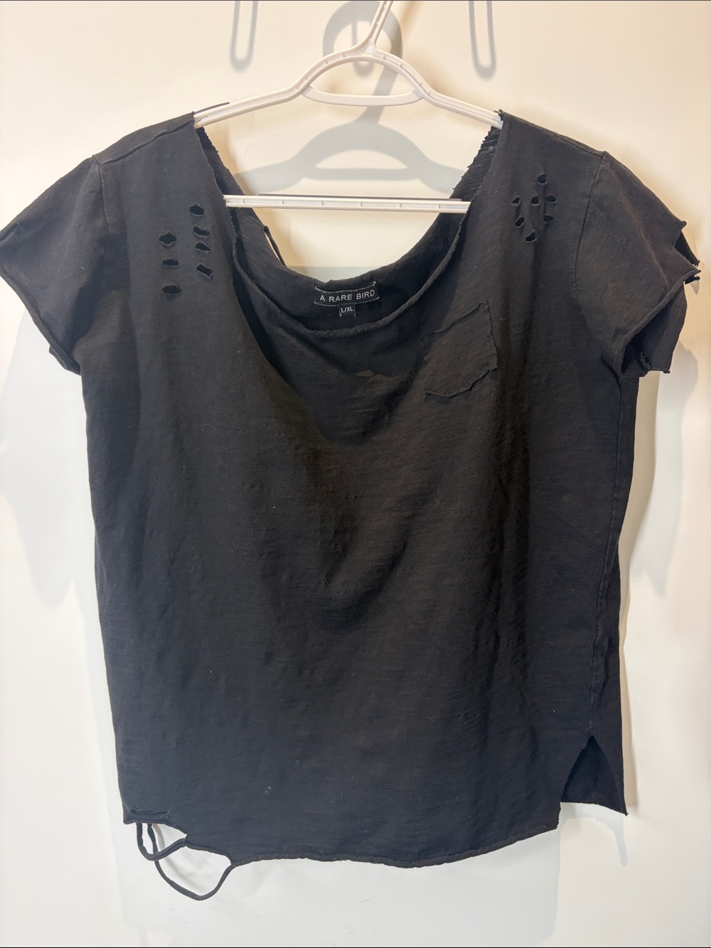 A Rare Bird Black Distressed Short Sleeve Tee